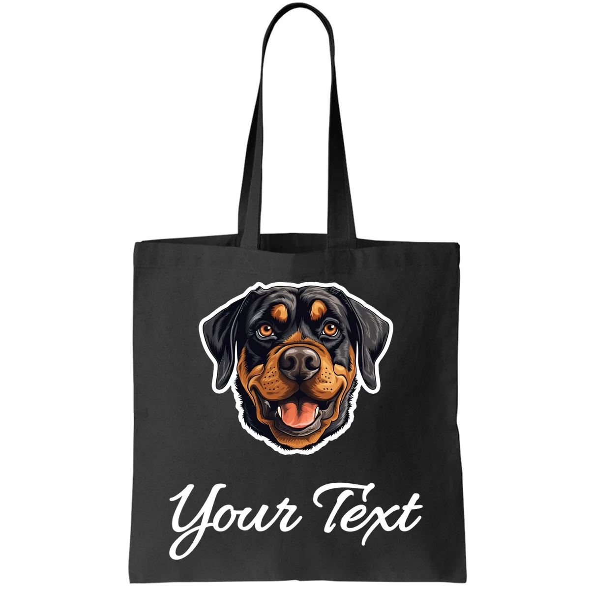Personalized Rottweiler Pet Lover Custom Text Tote Bag - Front