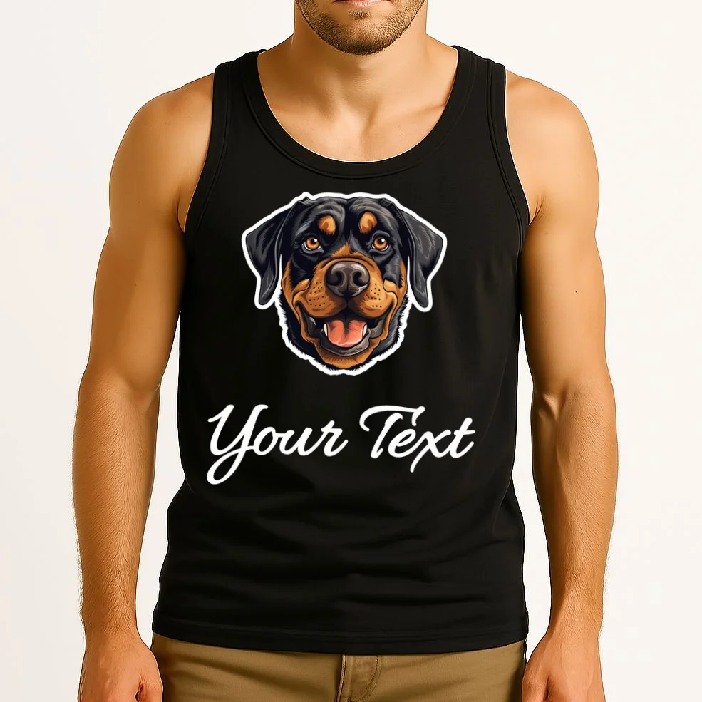 Personalized Rottweiler Pet Lover Custom Text Tank Top - Front 2
