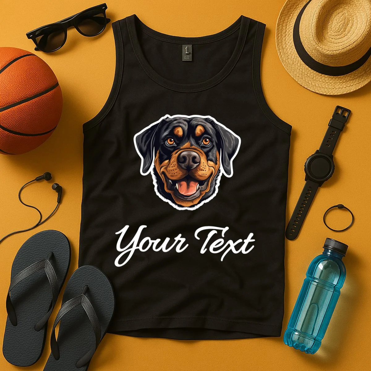 Personalized Rottweiler Pet Lover Custom Text Tank Top - Front 3