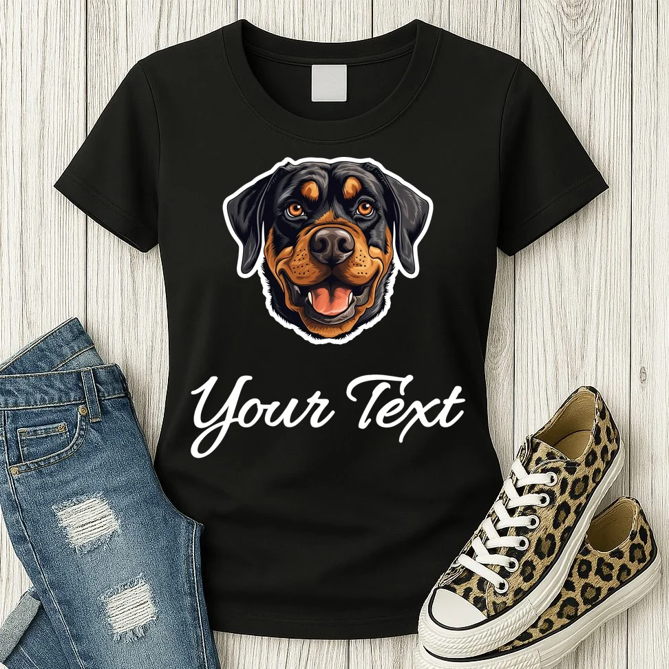 Personalized Rottweiler Pet Lover Custom Text Women's T-Shirt - Front 2