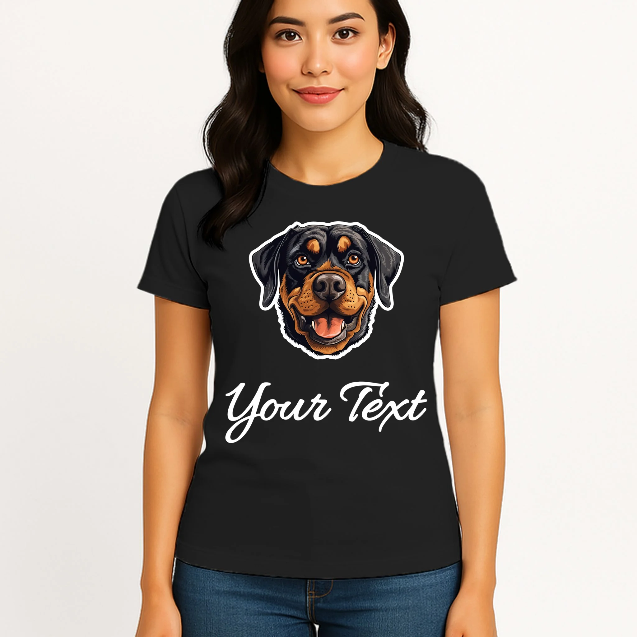 Personalized Rottweiler Pet Lover Custom Text Women's T-Shirt - Front 3