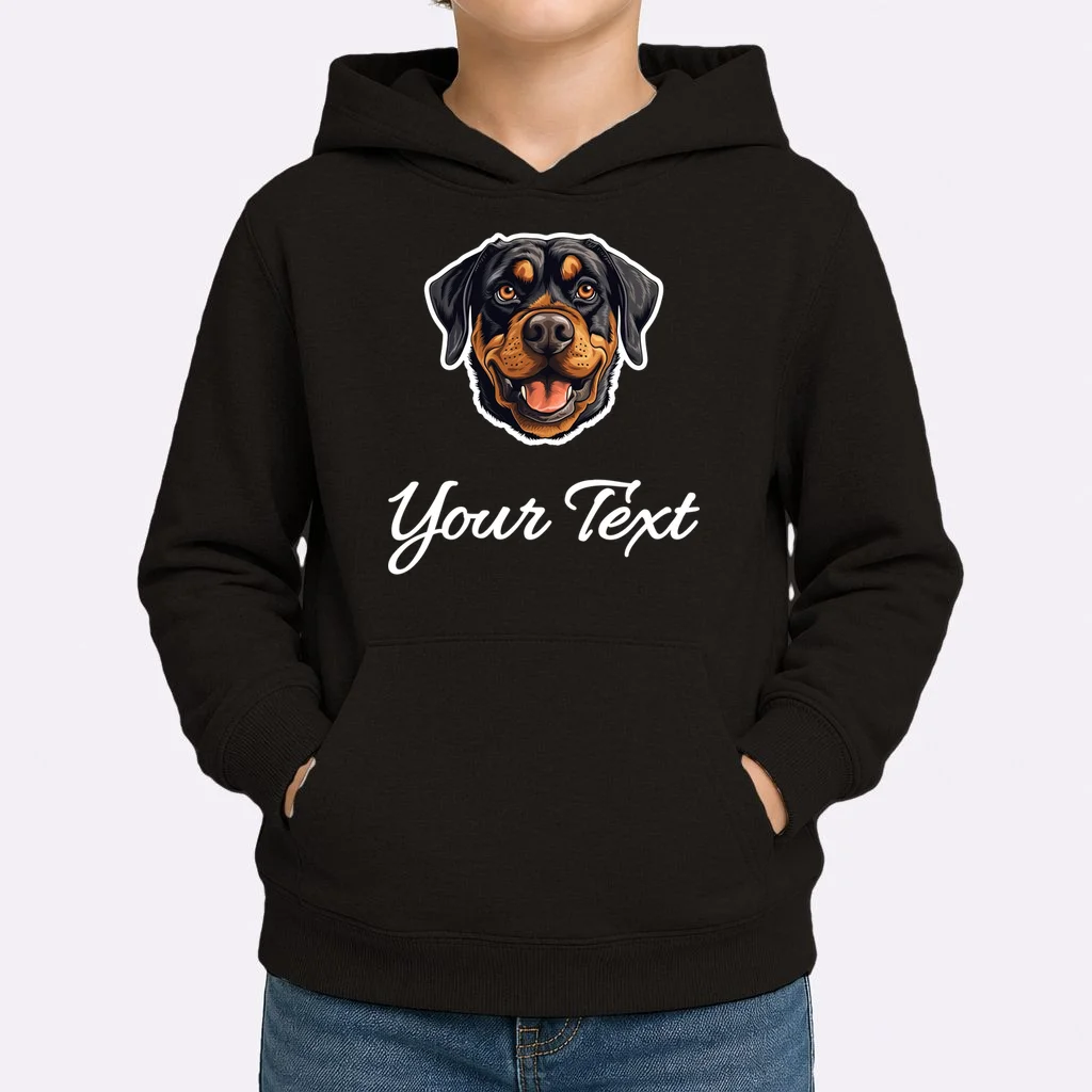 Personalized Rottweiler Pet Lover Custom Text Kids Hoodie - Front 1
