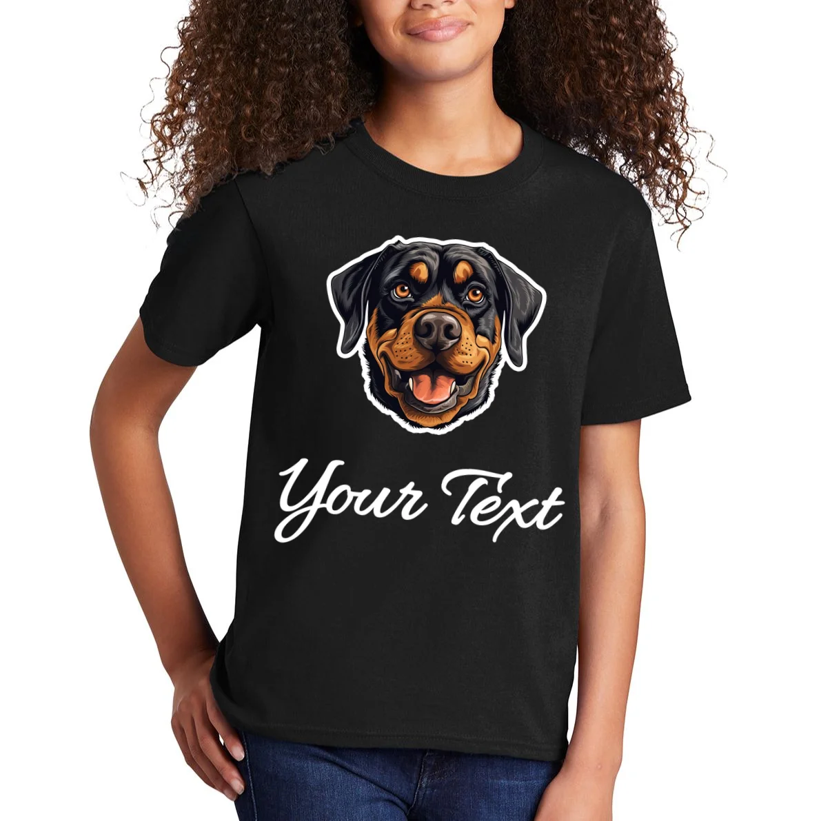 Personalized Rottweiler Pet Lover Custom Text Kids T-Shirt - Front 1
