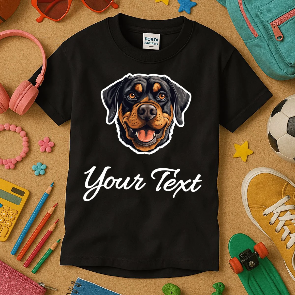 Personalized Rottweiler Pet Lover Custom Text Kids T-Shirt - Front 2
