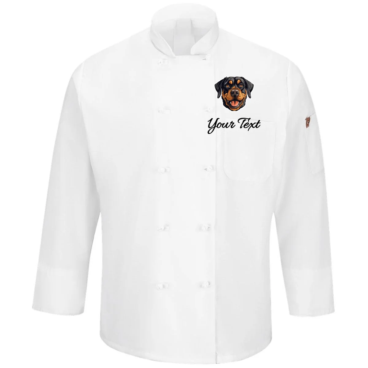 Personalized Rottweiler Pet Lover Custom Text Men's Chef Coat - Front