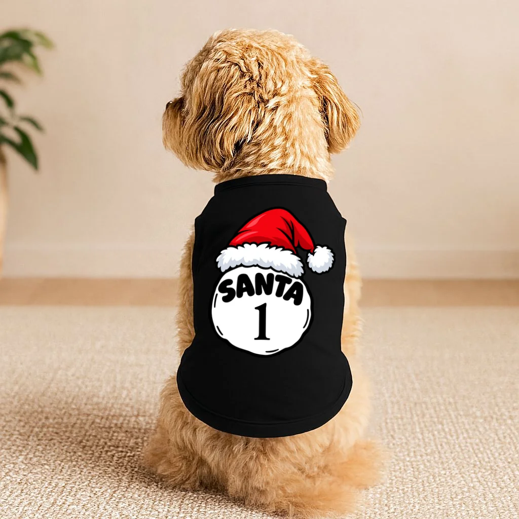 Personalized Santa Christmas Shirt – Custom Number Design Doggie Tank - Front 1