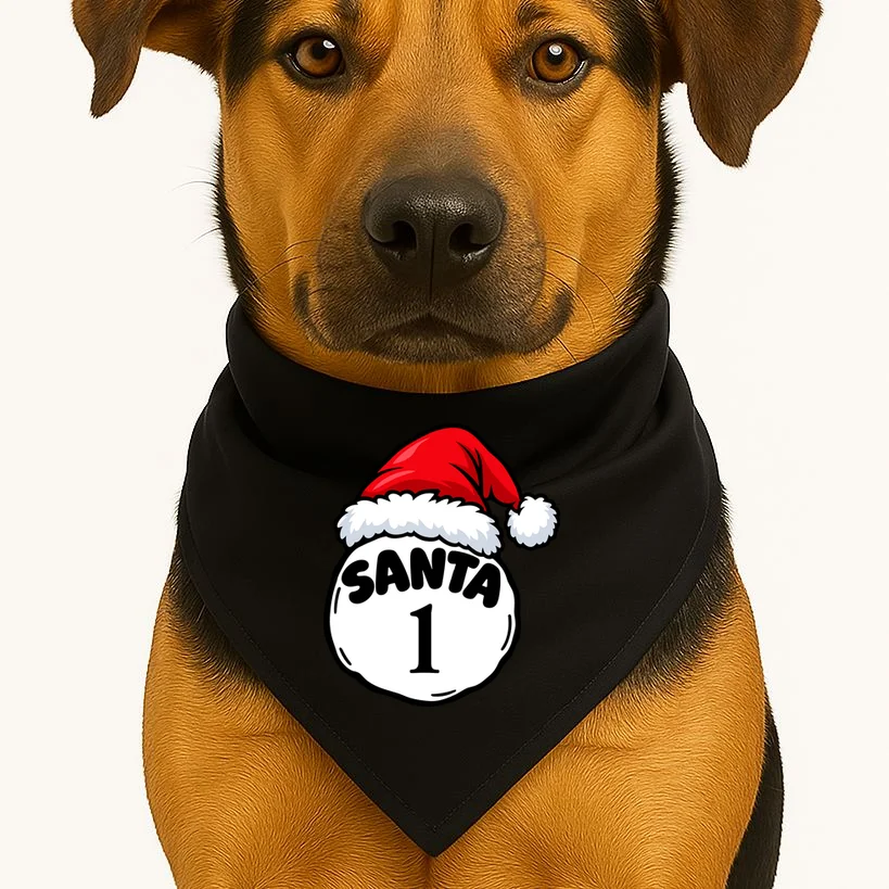 Personalized Santa Christmas Shirt – Custom Number Design Dog Bandana - Front 1