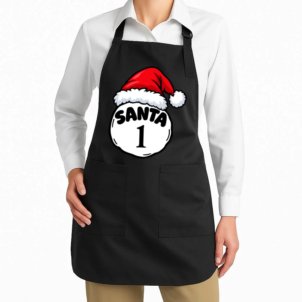 Personalized Santa Christmas Shirt – Custom Number Design Apron - Front 1