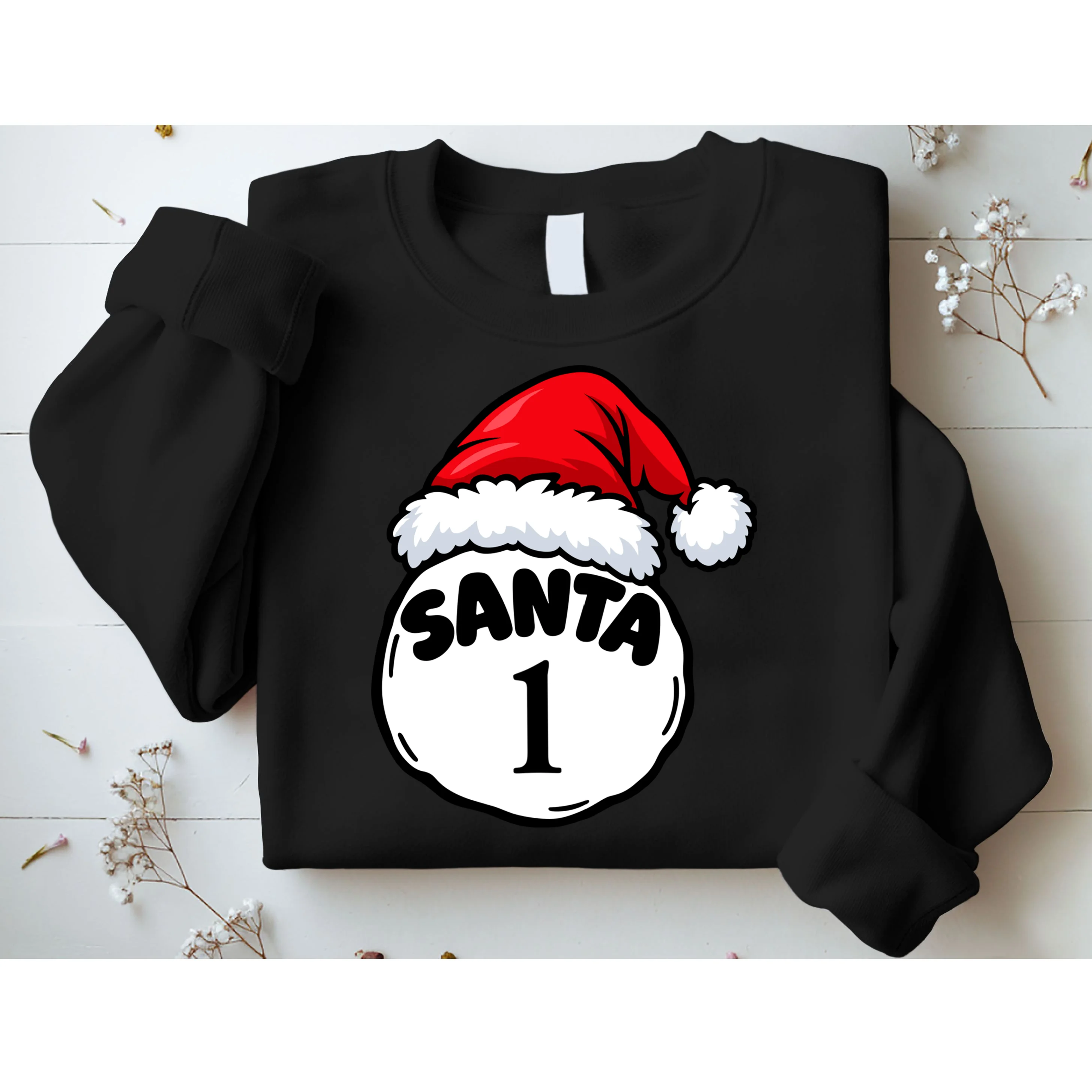 Personalized Santa Christmas Shirt – Custom Number Design Men's Sweatshirt - Front 1