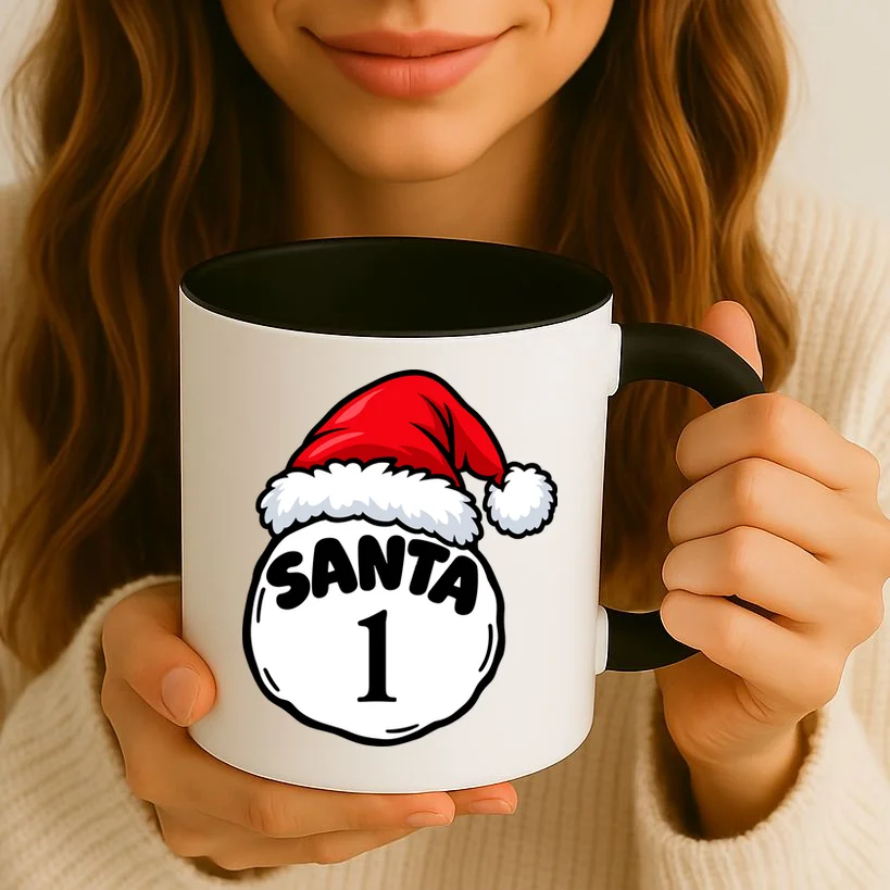 Personalized Santa Christmas Shirt – Custom Number Design Mug - Front 2