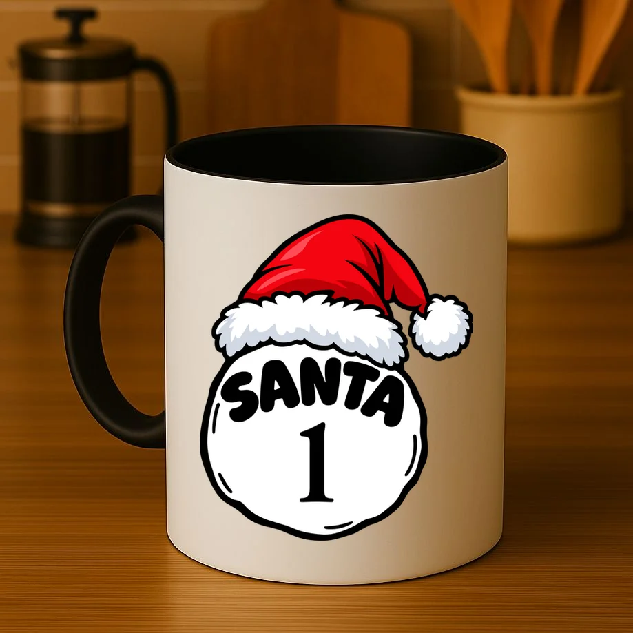 Personalized Santa Christmas Shirt – Custom Number Design Mug - Front 3
