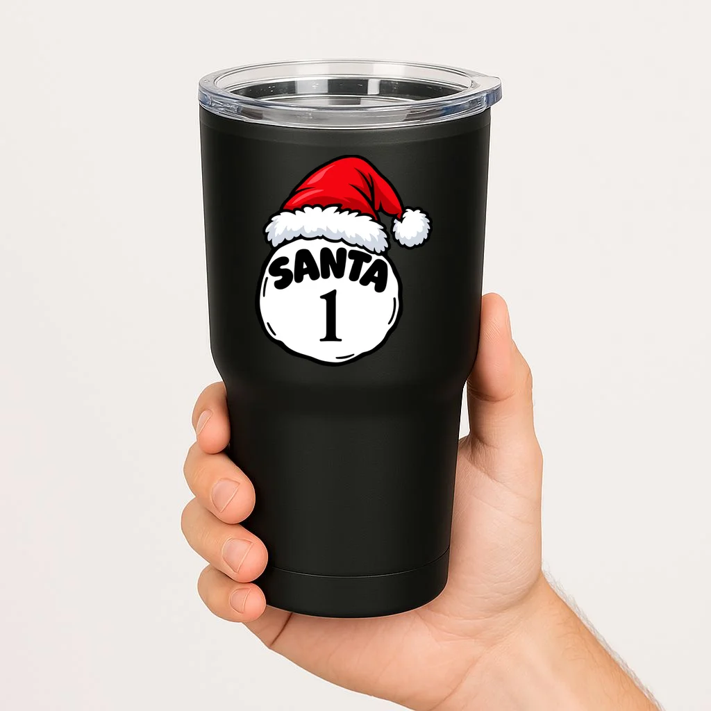 Personalized Santa Christmas Shirt – Custom Number Design 20oz Tumbler - Front 1