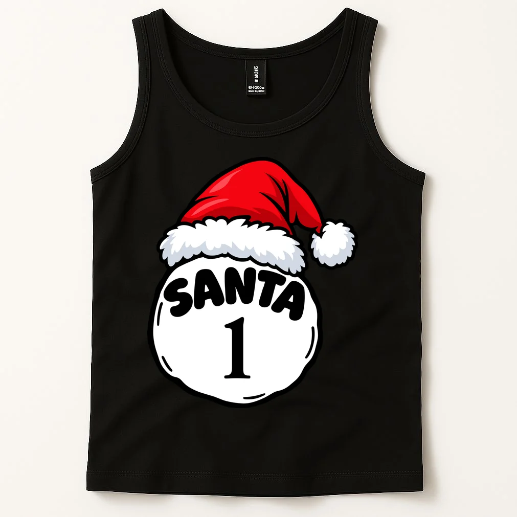 Personalized Santa Christmas Shirt – Custom Number Design Men's Tank Top - Front 1