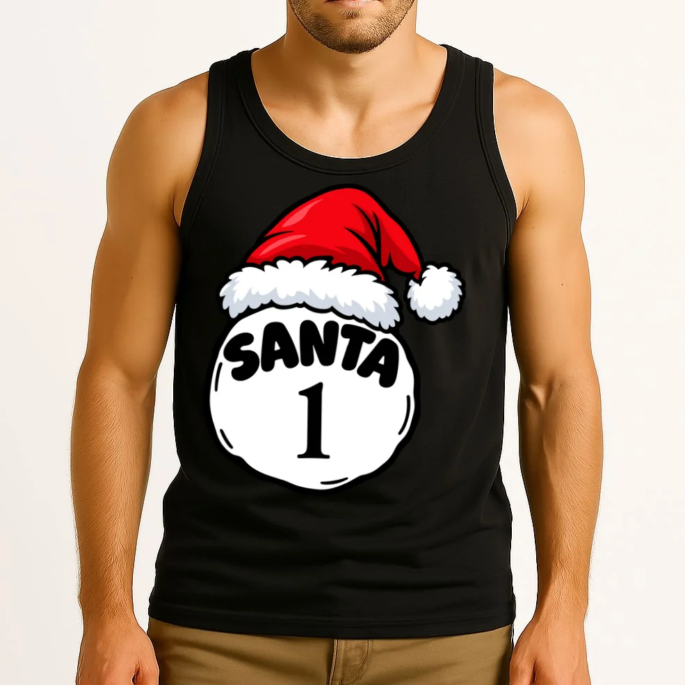 Personalized Santa Christmas Shirt – Custom Number Design Men's Tank Top - Front 2