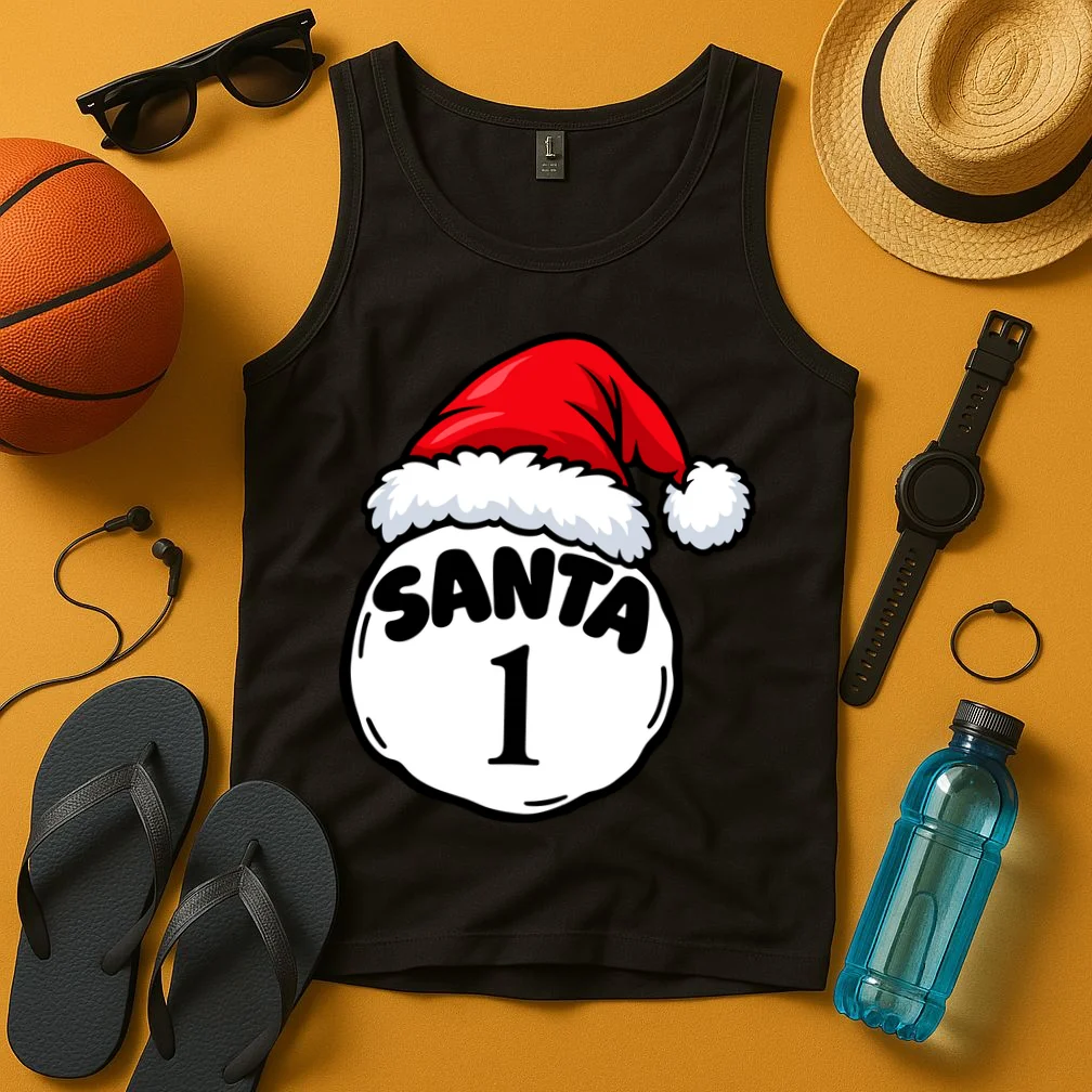 Personalized Santa Christmas Shirt – Custom Number Design Men's Tank Top - Front 3