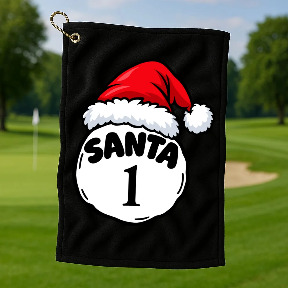 Personalized Santa Christmas Shirt – Custom Number Design Golf Towel - Front 1