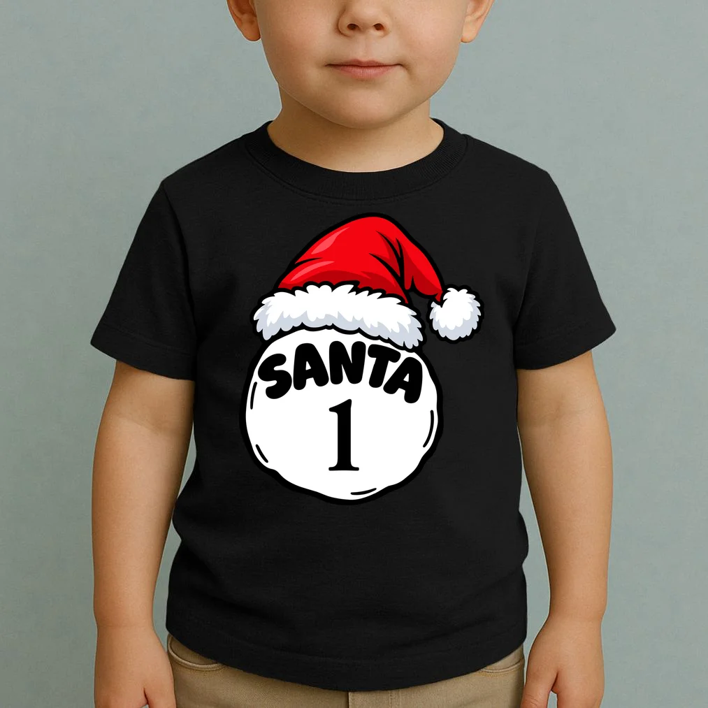 Personalized Santa Christmas Shirt – Custom Number Design Toddler T-Shirt - Front 1