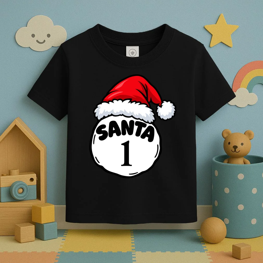 Personalized Santa Christmas Shirt – Custom Number Design Toddler T-Shirt - Front 2