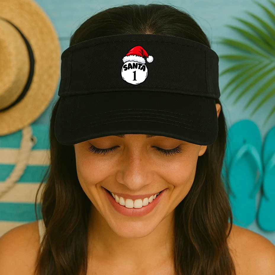 Personalized Santa Christmas Shirt – Custom Number Design Visor - Front 1