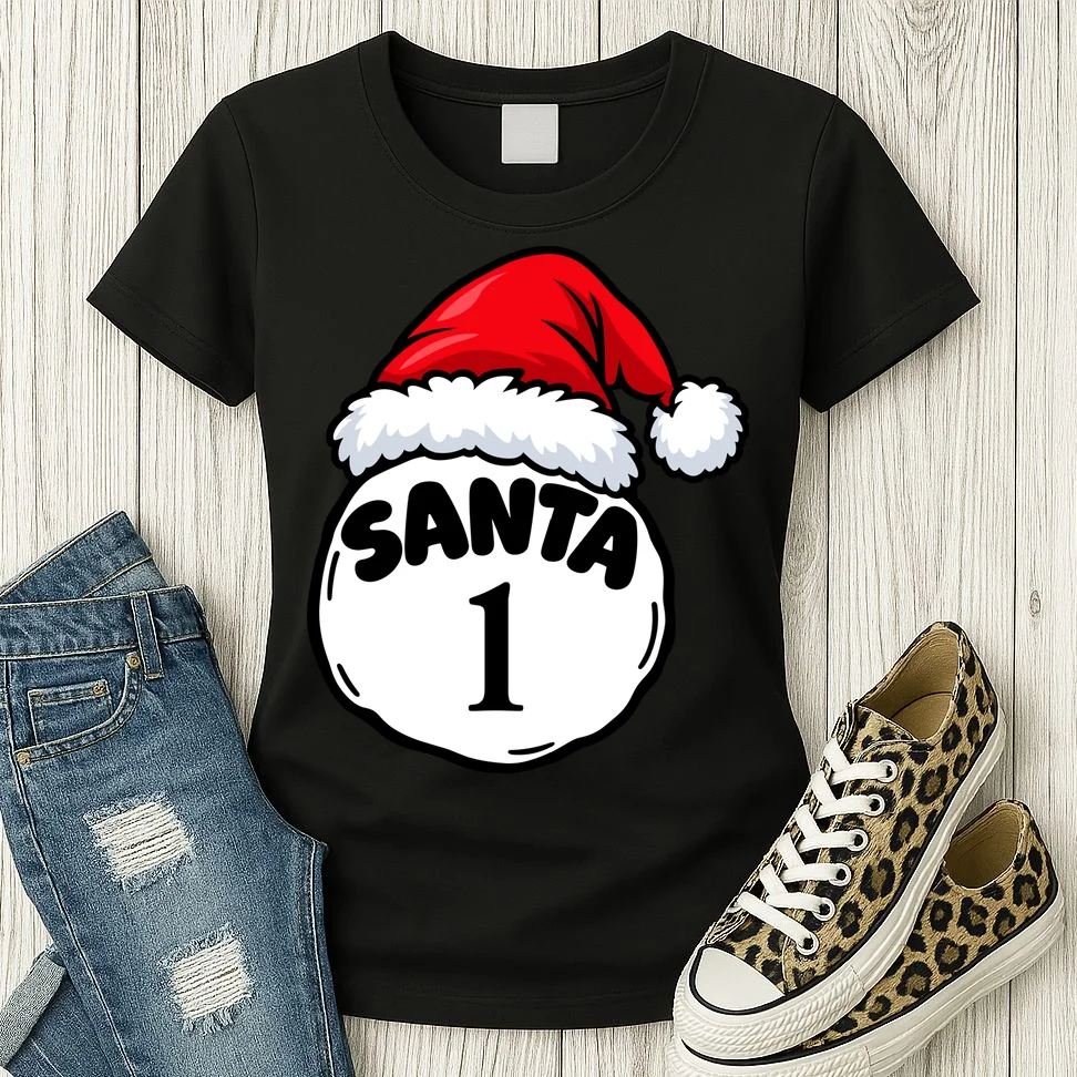 Personalized Santa Christmas Shirt – Custom Number Design Women's T-Shirt - Front 2