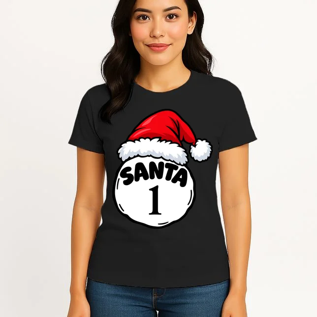 Personalized Santa Christmas Shirt – Custom Number Design Women's T-Shirt - Front 3