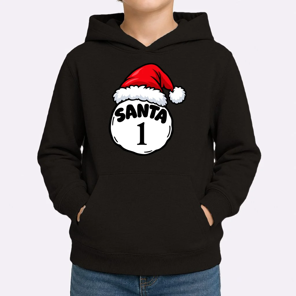 Personalized Santa Christmas Shirt – Custom Number Design Kids Hoodie - Front 1