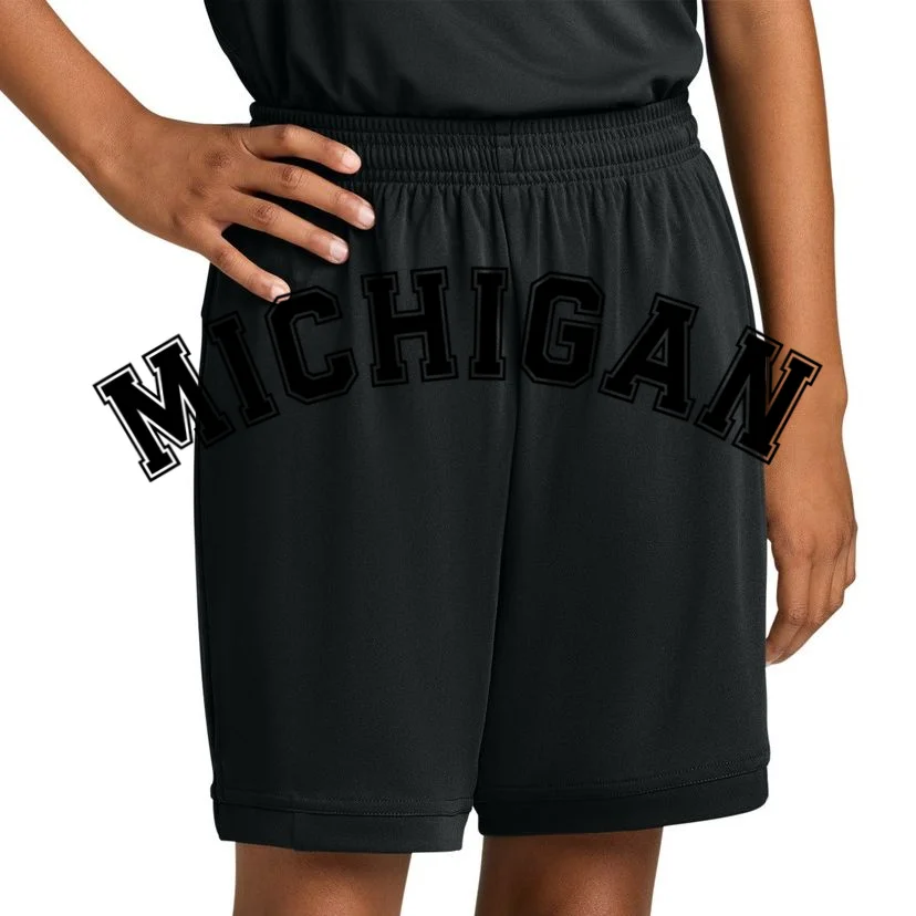 Personalize Sports Team City Name College Arch Custom Text Kids Shorts - Front 1