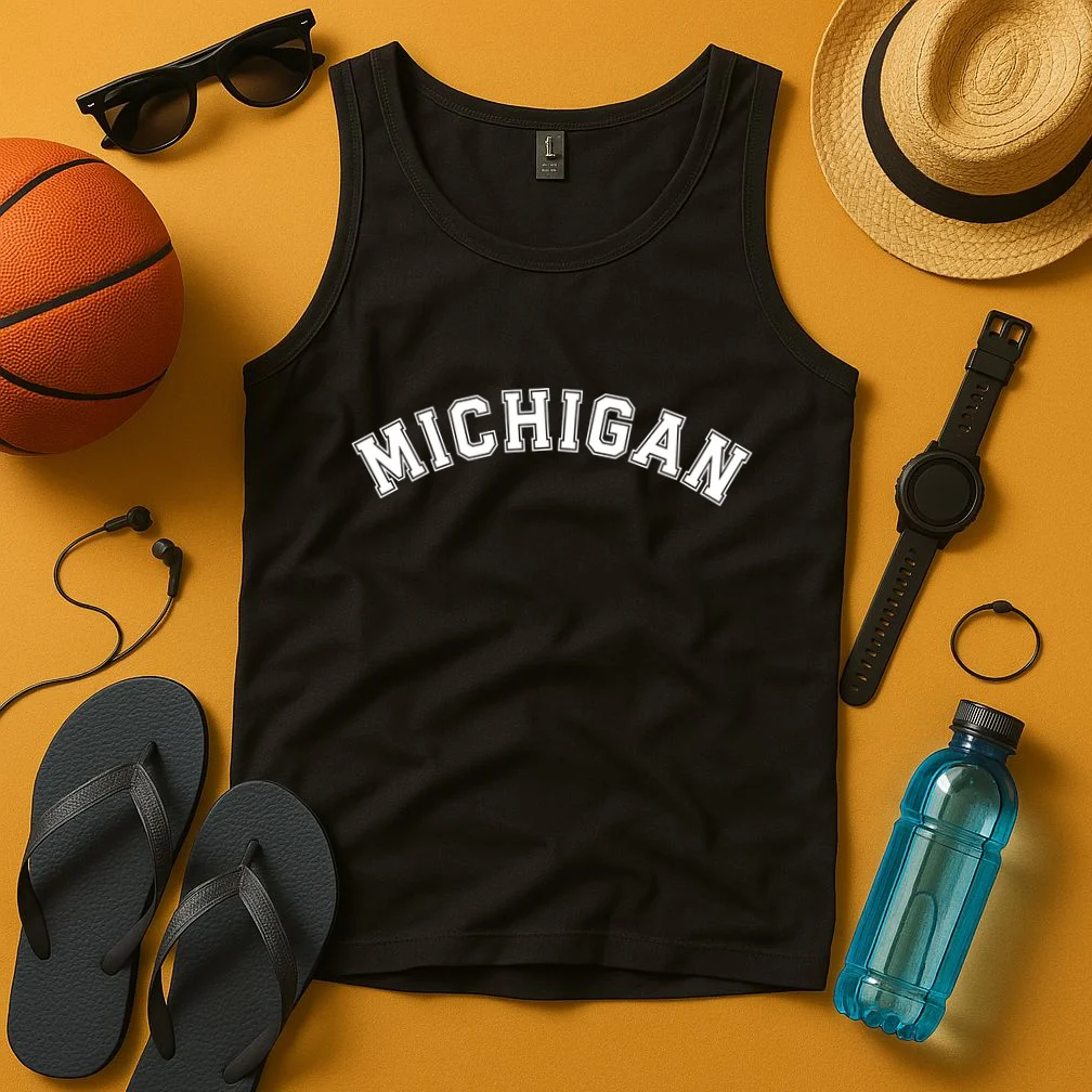 Personalize Sports Team City Name College Arch Custom Text Tank Top - Front 3