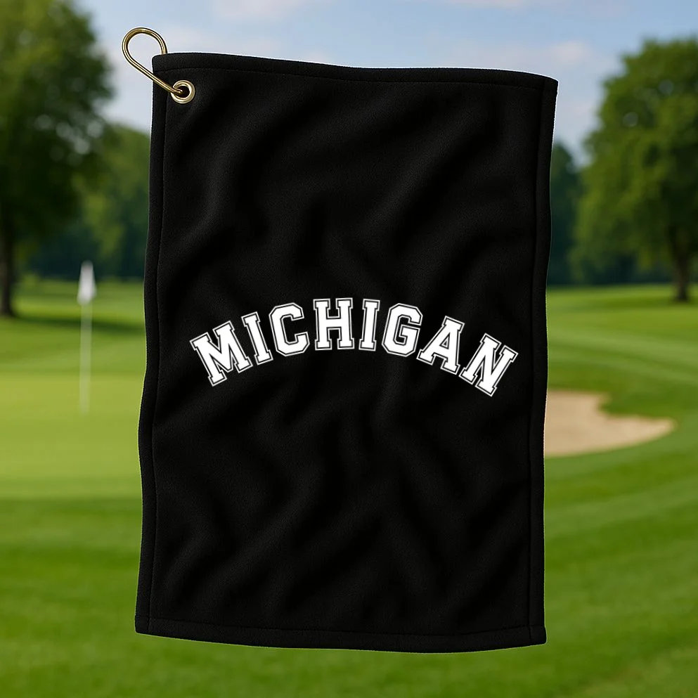 Personalize Sports Team City Name College Arch Custom Text Golf Towel - Front 1