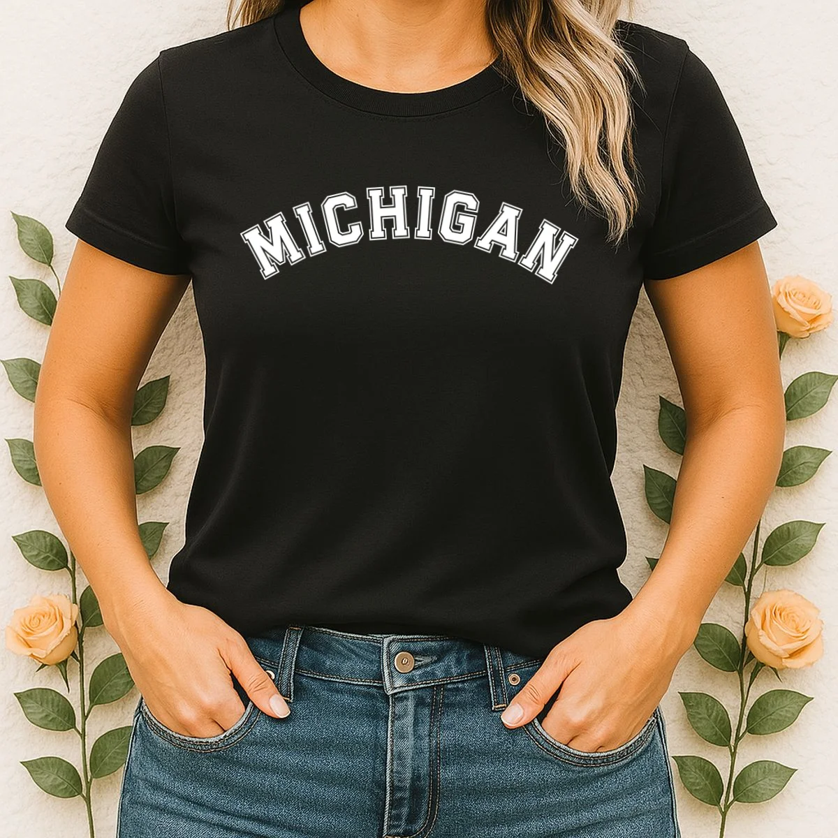 Personalize Sports Team City Name College Arch Custom Text Women's T-Shirt - Front 1