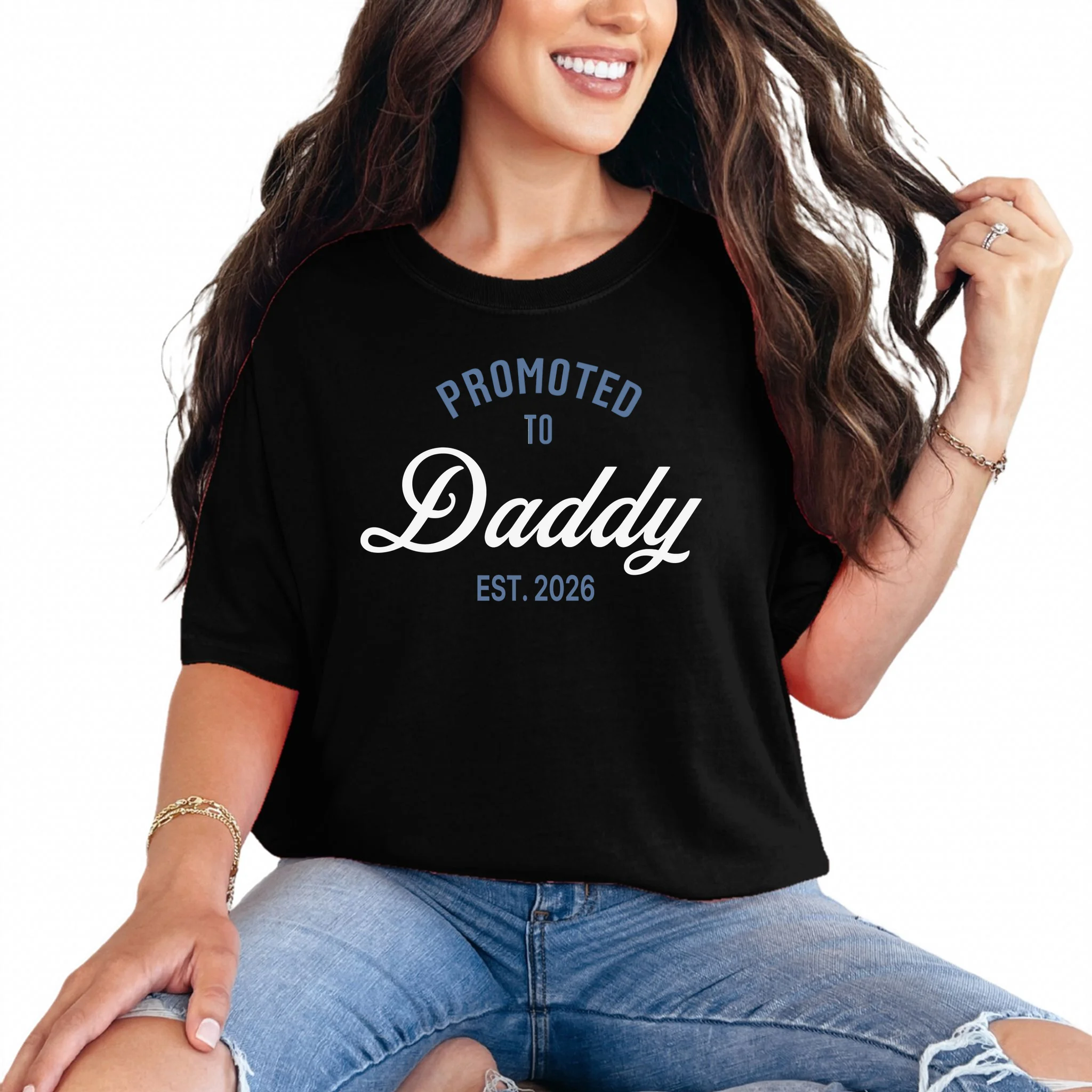 Promoted To Daddy Personalized Comfort Colors Unisex T-Shirt Gift - Front