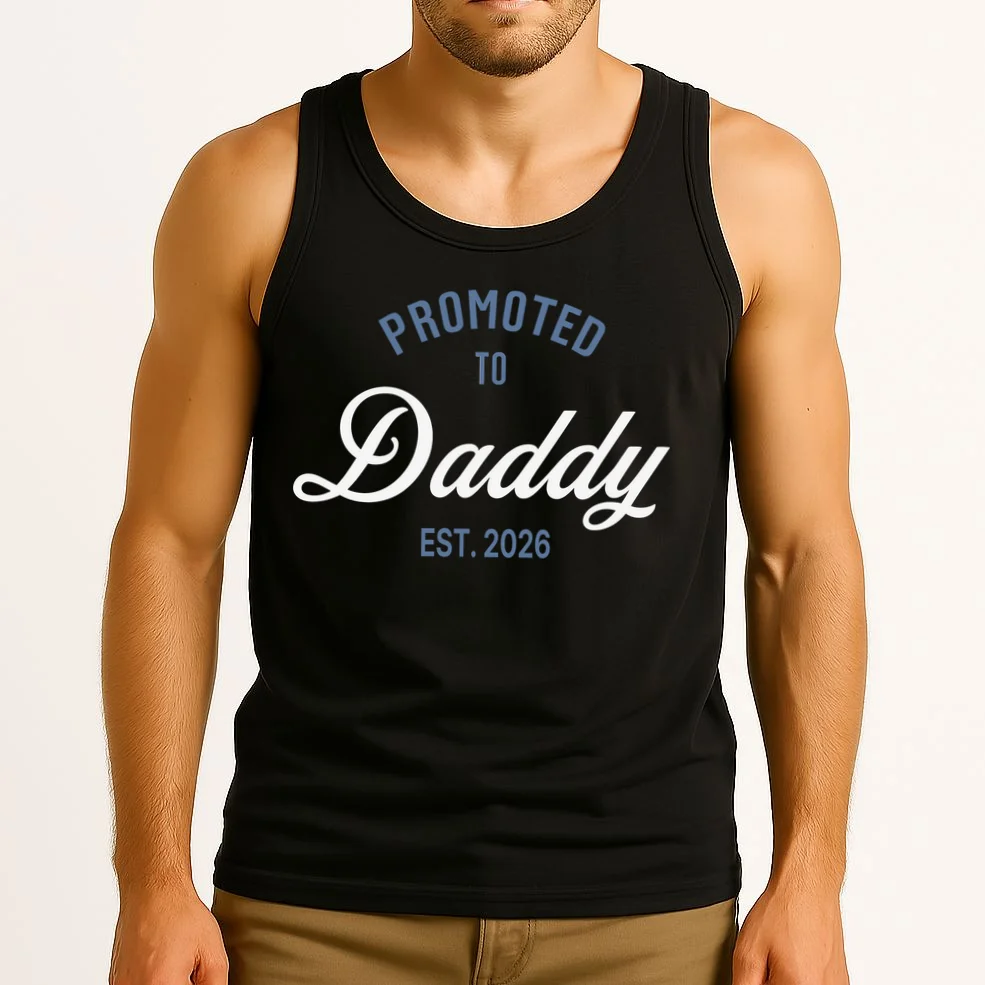 Promoted To Daddy Personalized Tank Top Gift - Front 2