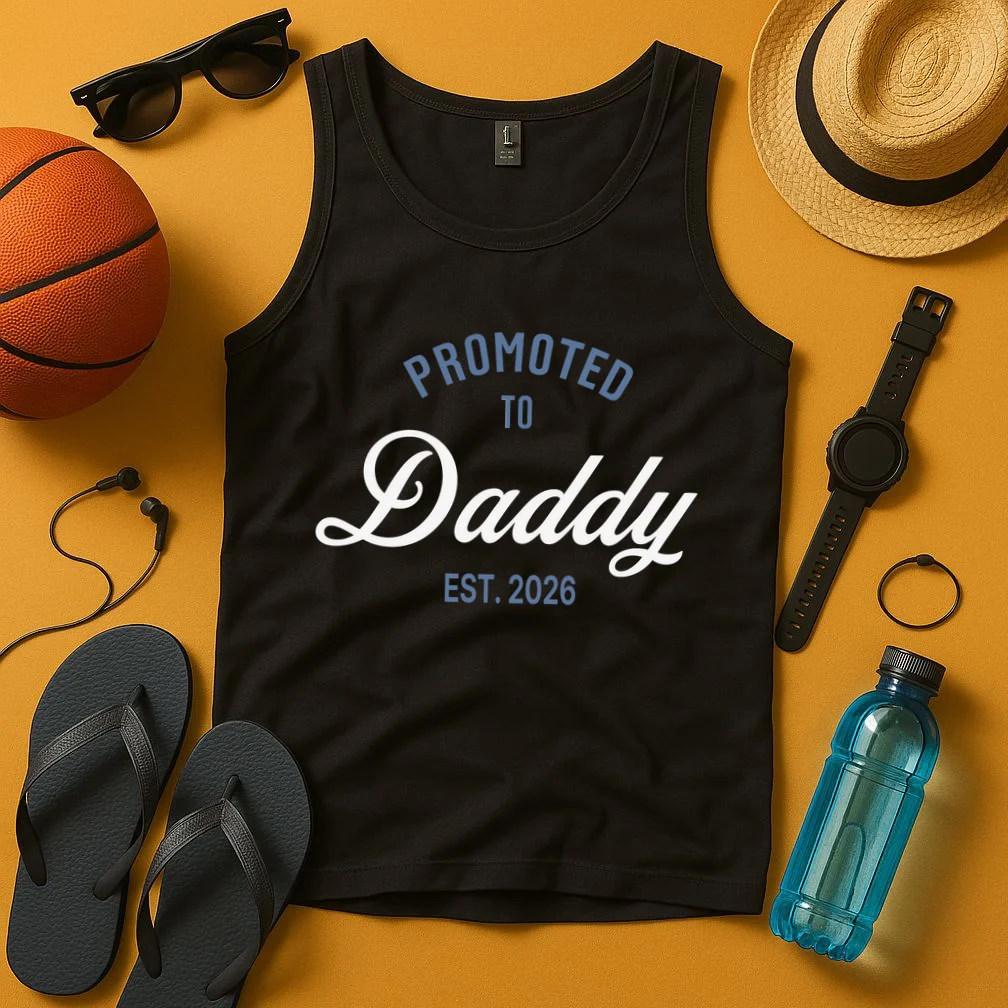 Promoted To Daddy Personalized Tank Top Gift - Front 3