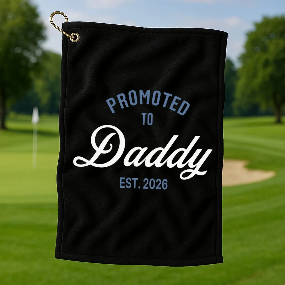 Promoted To Daddy Personalized Golf Towel Gift - Front 1