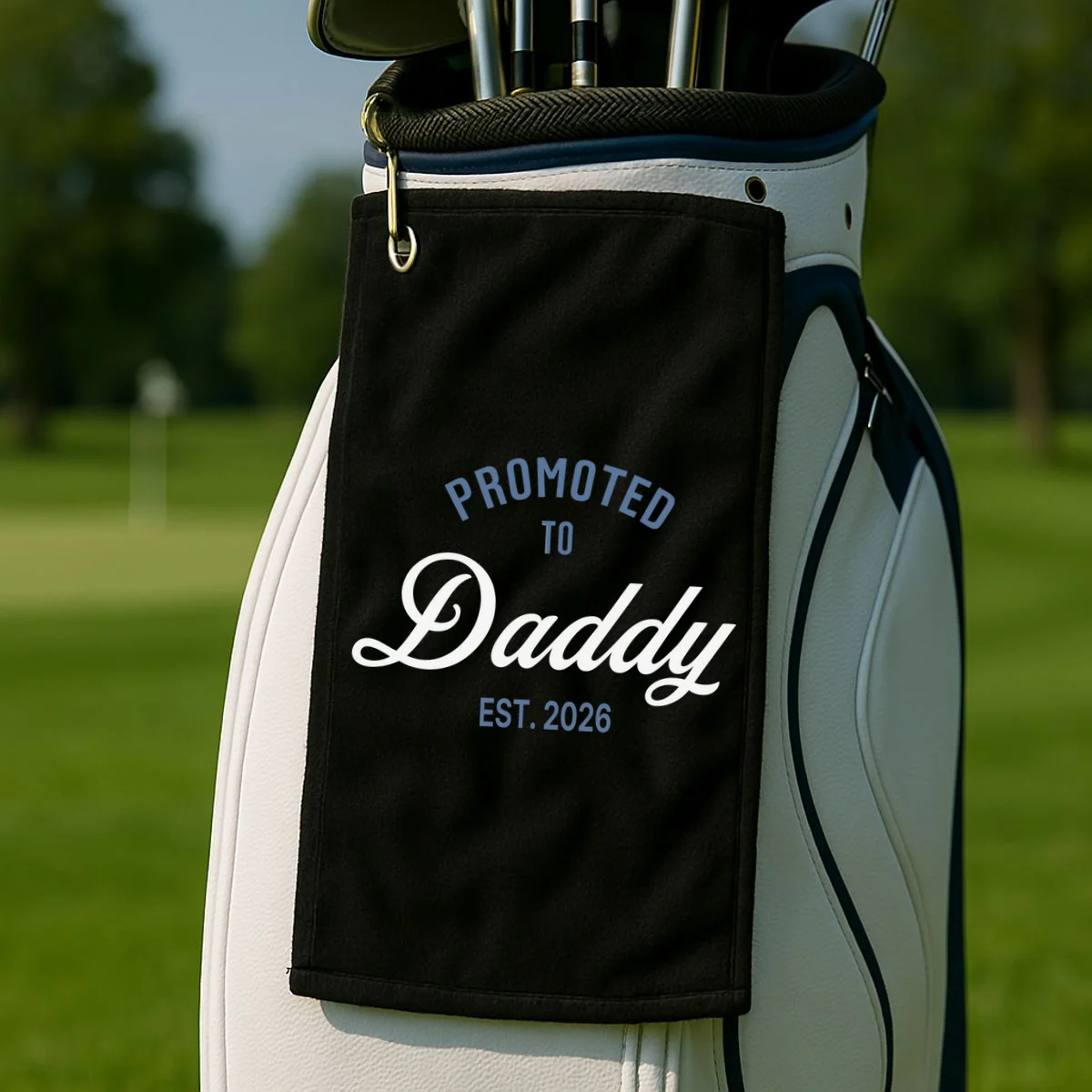 Promoted To Daddy Personalized Golf Towel Gift - Front 2
