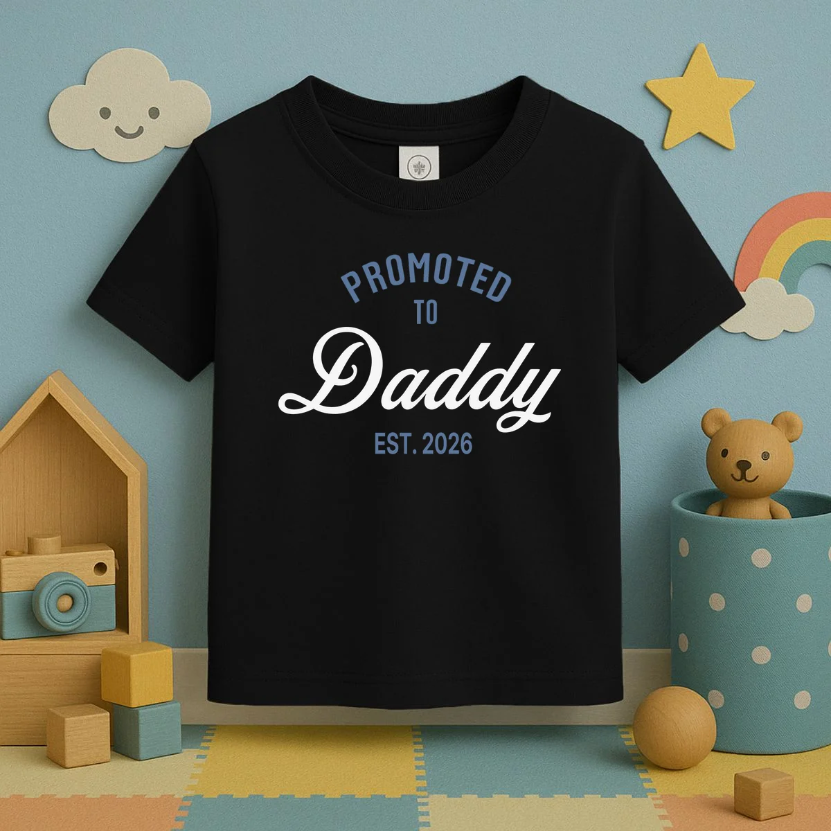 Promoted To Daddy Personalized Toddler T-Shirt Gift - Front 2