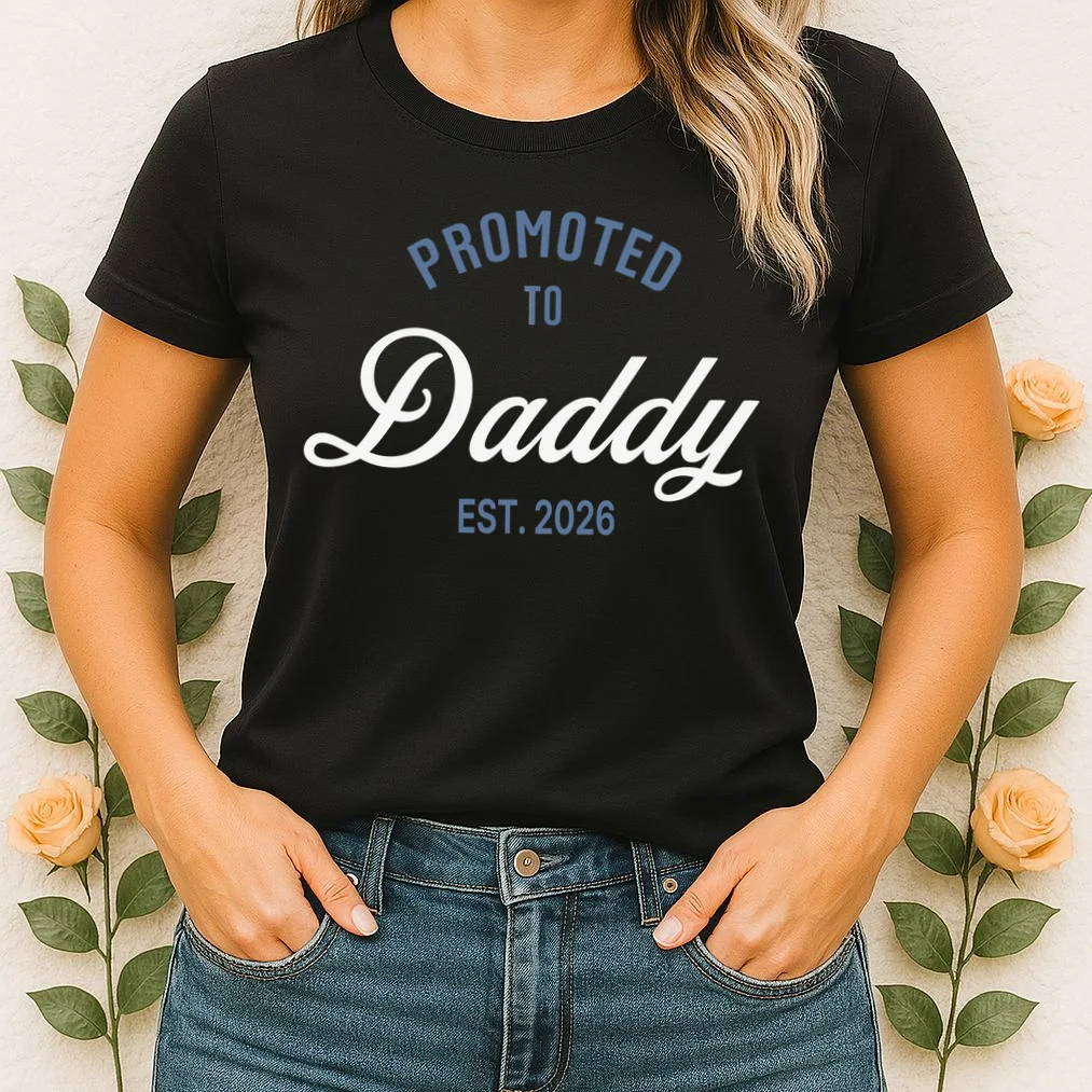 Promoted To Daddy Personalized Women's T-Shirt Gift - Front 1