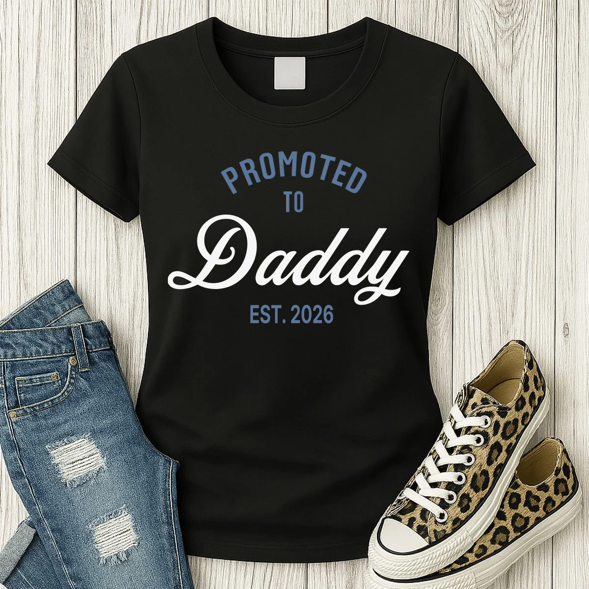 Promoted To Daddy Personalized Women's T-Shirt Gift - Front 2