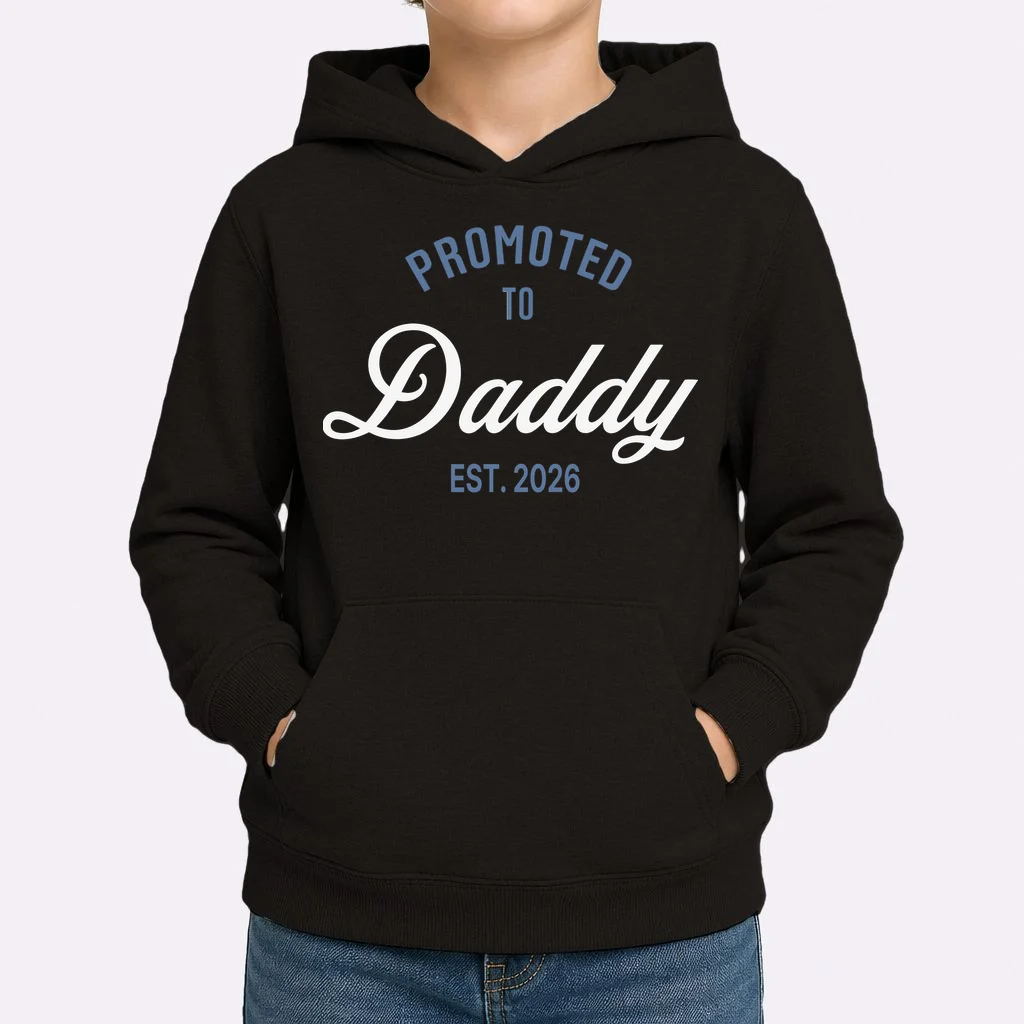 Promoted To Daddy Personalized Kids Hoodie Gift - Front 1