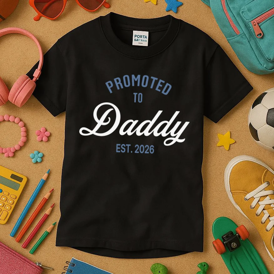 Promoted To Daddy Personalized Kids T-Shirt Gift - Front 2