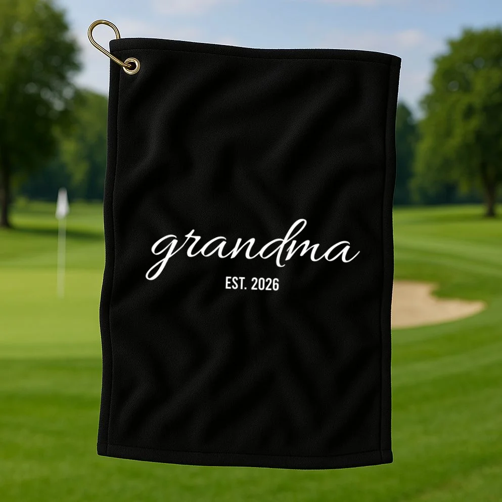 Promoted To New Grandma Customizable Golf Towel - Front 1