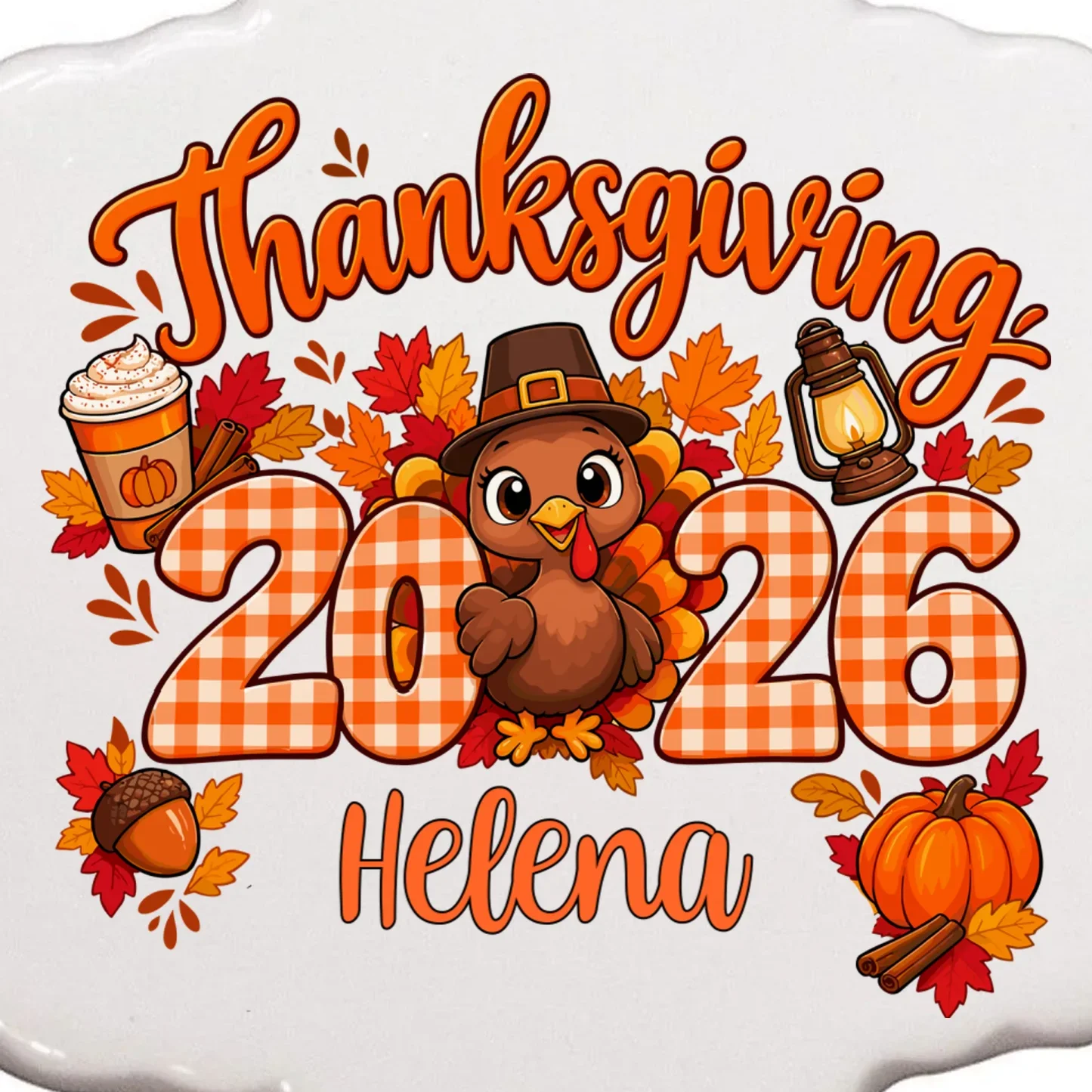 Personalized Turkey Thanksgiving Ornament - Front - Close-up