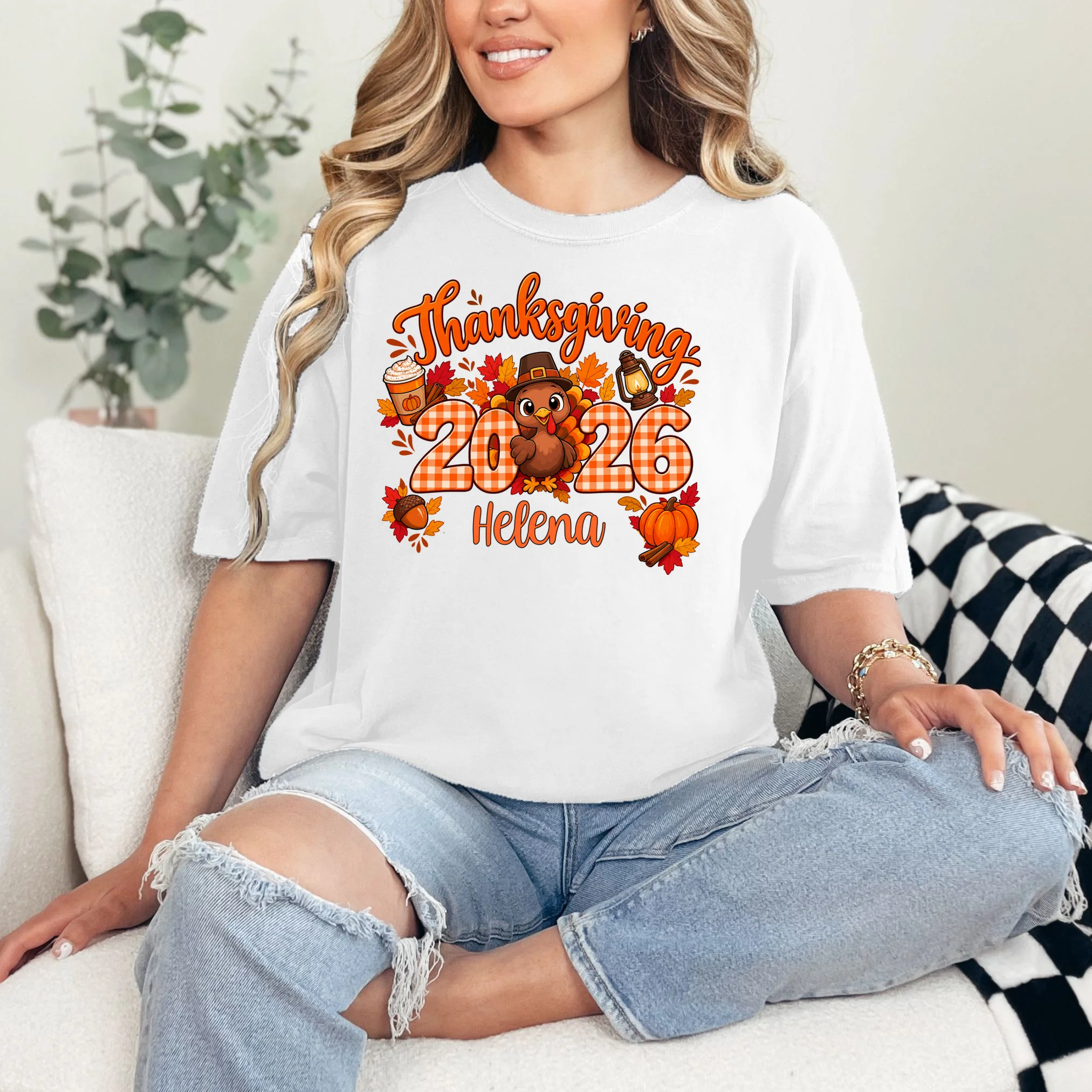 Personalized Turkey Thanksgiving Comfort Colors Unisex T-Shirt - Front 1