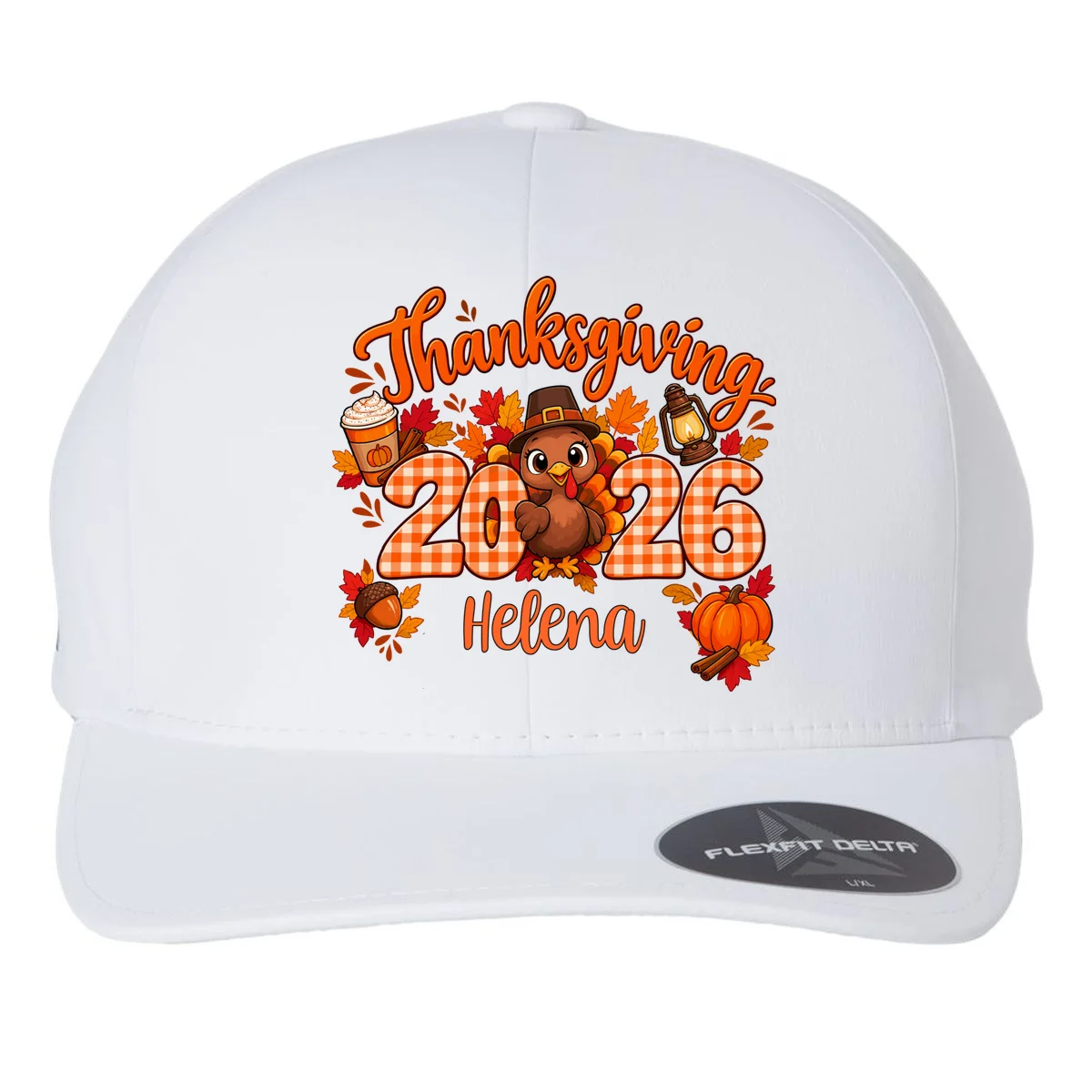 Personalized Turkey Thanksgiving Flexfit Men's Snapback Hat - Front
