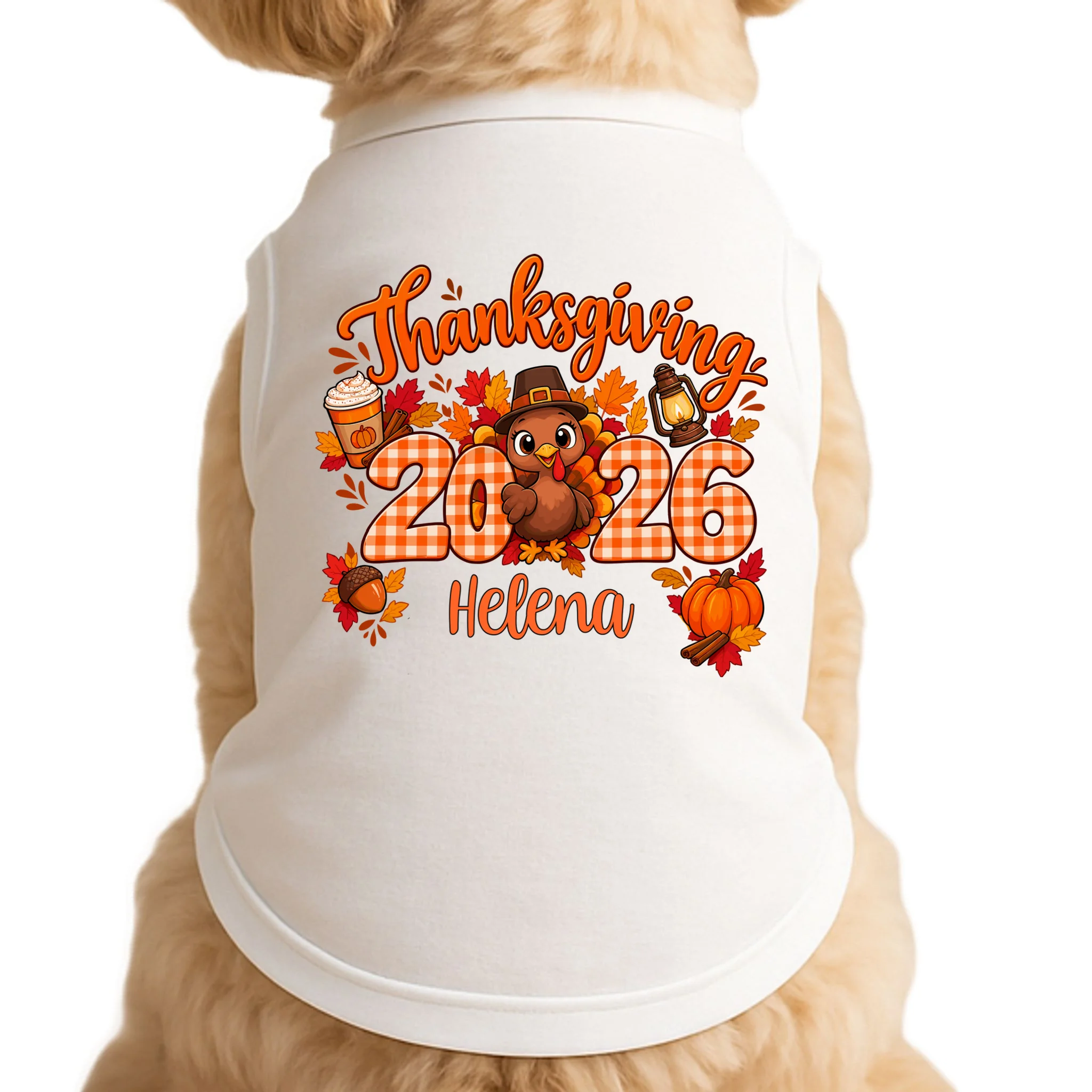 Personalized Turkey Thanksgiving Doggie Tank - Front