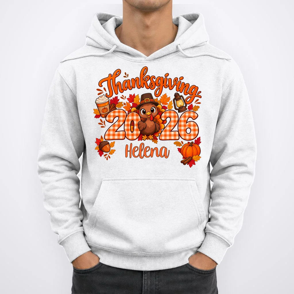 Personalized Turkey Thanksgiving Men's Hoodie - Front 1