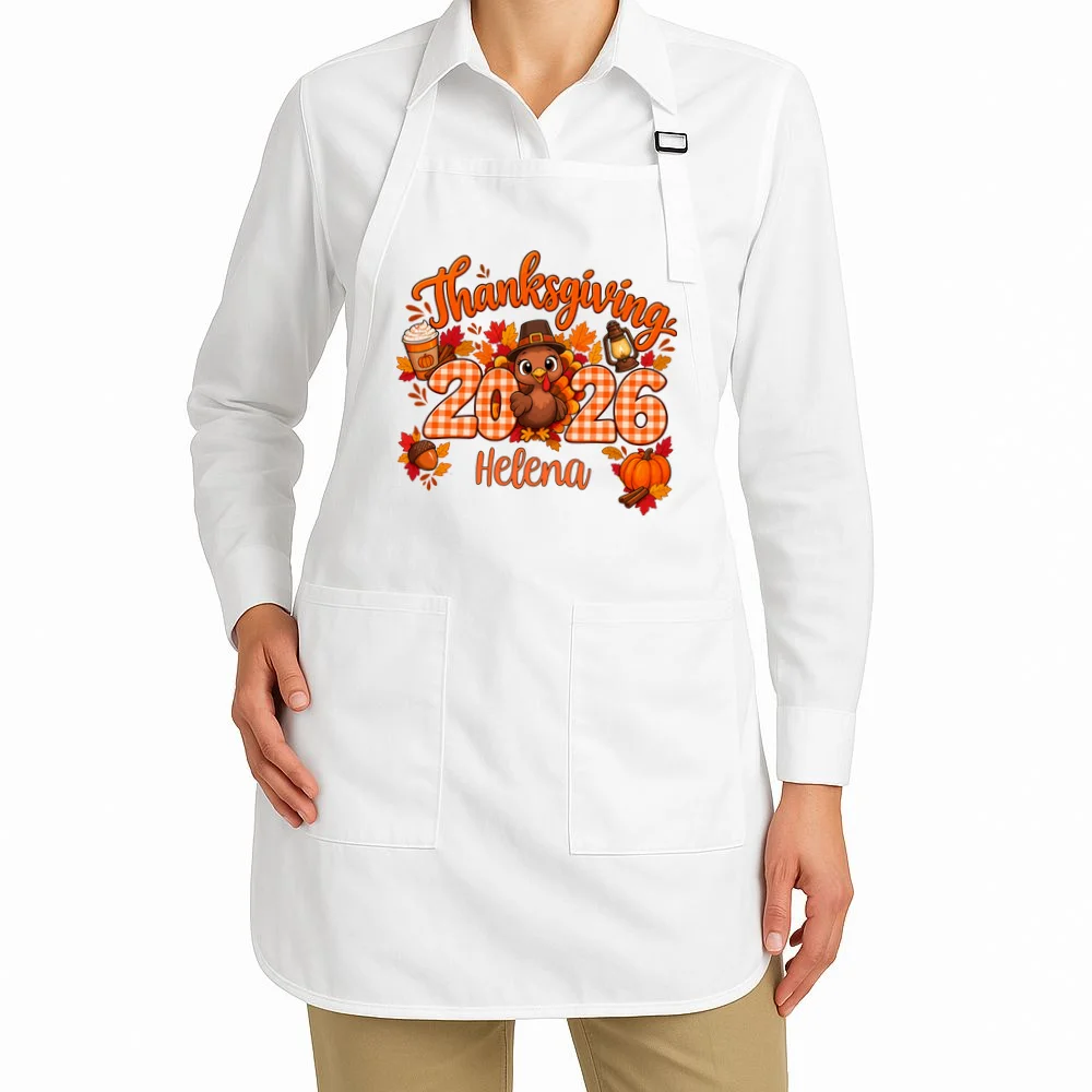 Personalized Turkey Thanksgiving Apron - Front 1