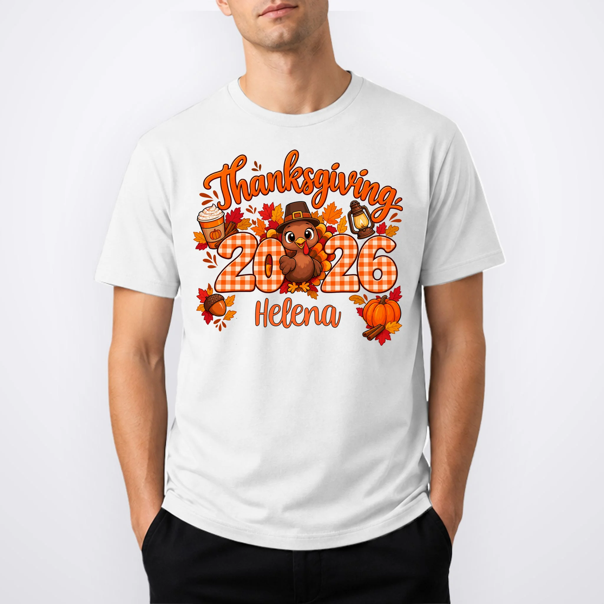 Personalized Turkey Thanksgiving Men's T-Shirt - Front 1