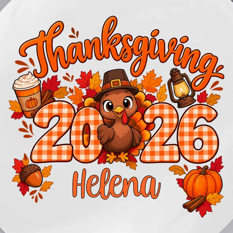 Personalized Turkey Thanksgiving Button - Front - Close-up