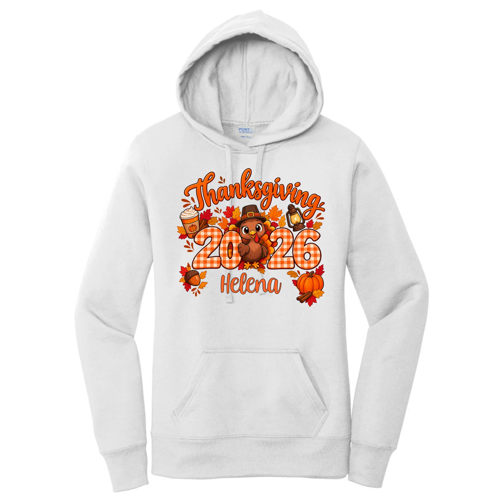 Personalized Turkey Thanksgiving Women's Pullover Hoodie - Front